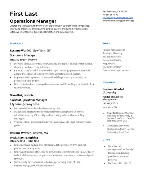 Operations Manager Resume Examples & Templates .